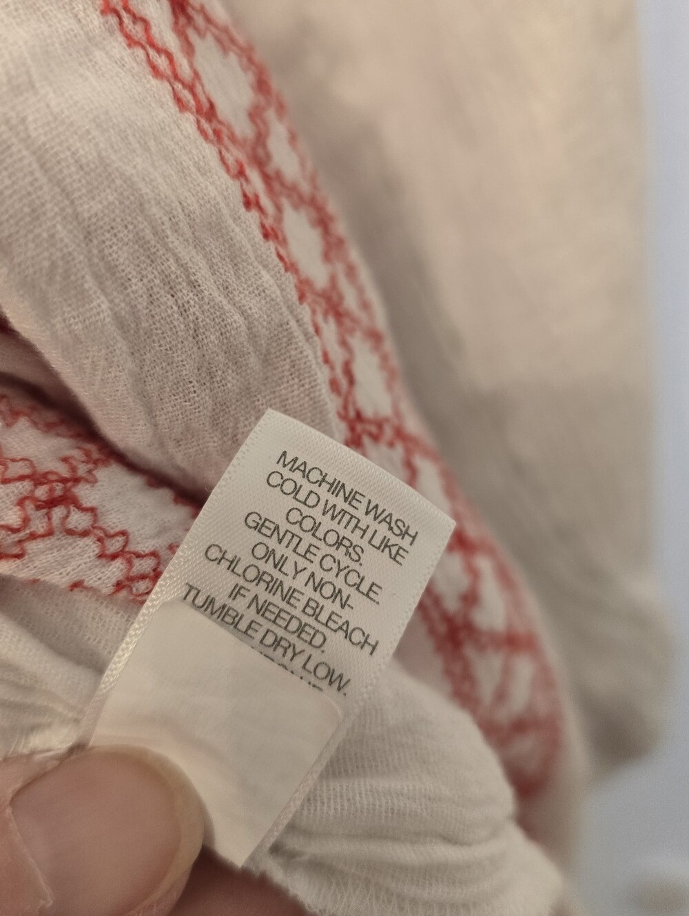 J Jill Boho Embroidered V-Neck Peasant Top in White with Red Stitching Size Xl - Picture 9 of 10
